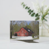 Rode Barn in de winter Briefkaart (Staand voorkant)