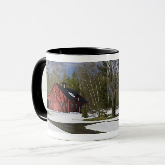 Rode Barn in de winter Mok (Voorkant links)