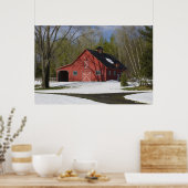 Rode Barn in de winter Poster (Keuken)