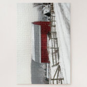 Rode Barn in sneeuw Schilderachtig puzzel Legpuzzel (Verticaal)