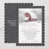Rode Barn in Winter Wedding Invitation 2 Kaart (Voorkant / Achterkant)