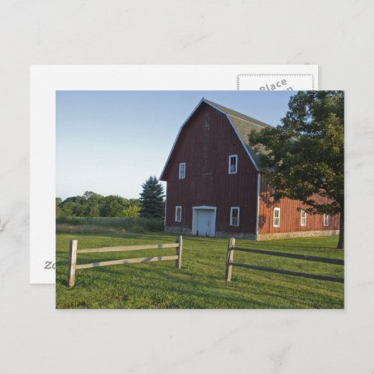 Rode Barn met hek Briefkaart (Voorkant / Achterkant)