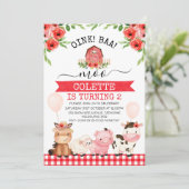 Rode Barn Oink Baa Moo Farm Animals Kaart (Staand voorkant)