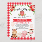 Rode Barn Oink Baa Moo Farm Animals Kaart (Voorkant / Achterkant)