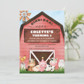 Rode Barn Oink Baa Moo Farm Animals Kaart (Staand voorkant)