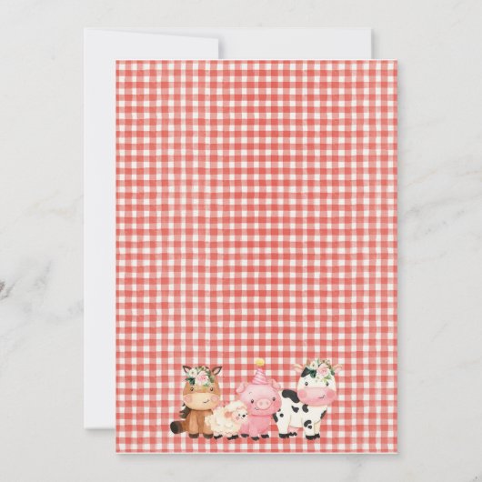 Rode Barn Oink Baa Moo Farm Animals Kaart (Achterkant)