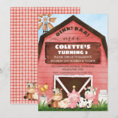 Rode Barn Oink Baa Moo Farm Animals Kaart (Voorkant / Achterkant)