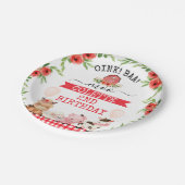 Rode Barn Oink Baa Moo Farm Animals Papieren Bordje (Gekanteld)