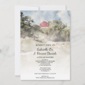 Rode Barn op de Waterverf van het Hillside Boerder Kaart (Voorkant)