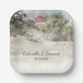 Rode Barn op het Boerderij van het heuvelland Papieren Bordje (Voorkant)