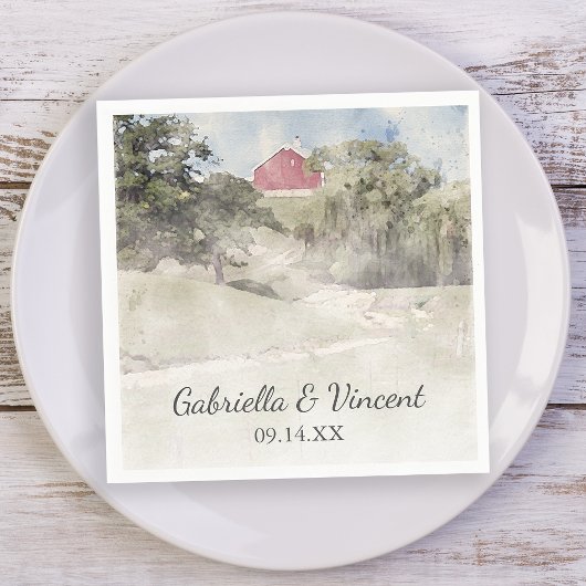 Rode Barn op het Boerderij van het heuvelland Servet