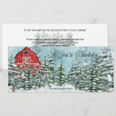 Rode Barn, pijnbomen, winterkerstfeest Kaart (Voorkant / Achterkant)
