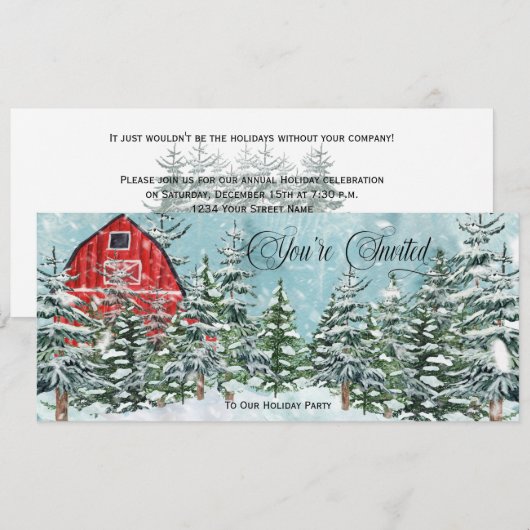  Rode Barn, pijnbomen, winterkerstfeest Kaart (Voorkant / Achterkant)