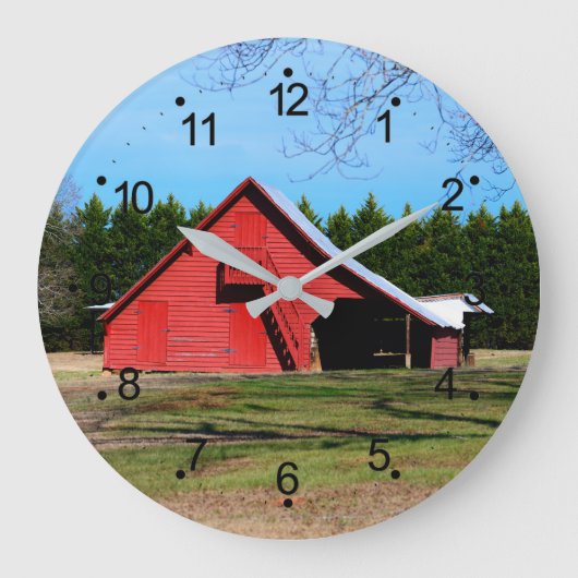 Rode Barn Shed Large Clock Grote Klok (Voorkant)
