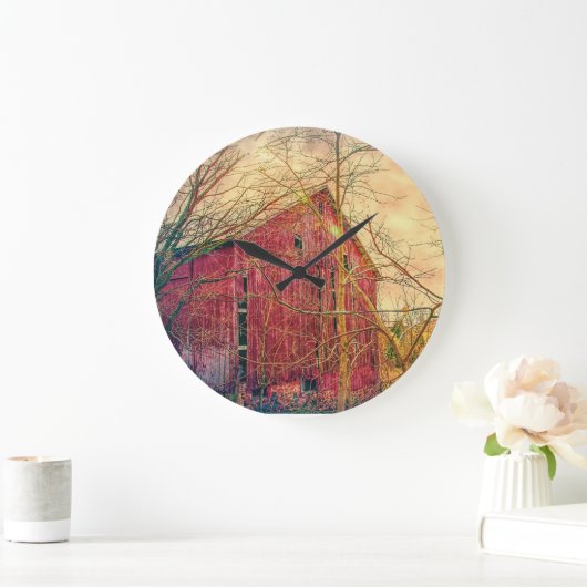 RODE BARN WALL CLOCK GROTE KLOK (Huis)