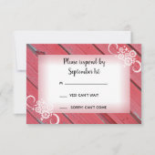 Rode Barn Wood en bloemen Land Weddenschap RSVP (Voorkant)