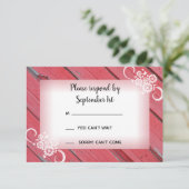Rode Barn Wood en bloemen Land Weddenschap RSVP (Staand voorkant)