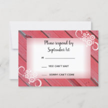 Rode Barn Wood en bloemen Land Weddenschap RSVP