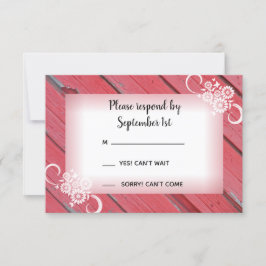 Rode Barn Wood en bloemen Land Weddenschap RSVP