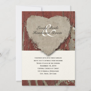 Rode Barn Wood Land Rustic Heart Wedding Kaart