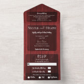 Rode Barn Wood Rustic Country Wedding All In One Uitnodiging (Binnen)