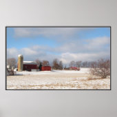 Rode Barns in de winter Poster (Voorkant)