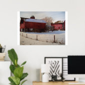 Rode Barns in de winter - poster (Thuiskantoor)