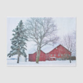 Rode Barns in een Snowy Wonderland Tissuepapier (Voorkant)