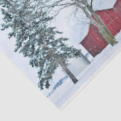 Rode Barns in een Snowy Wonderland Tissuepapier (Detail)