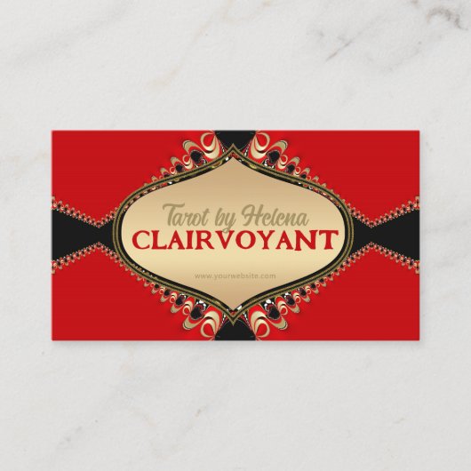 Rode barokke elegante tarot Visitekaartjes (Voorkant)