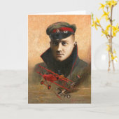 Rode Baron Portret Groeten Kaart (Gele Bloem)