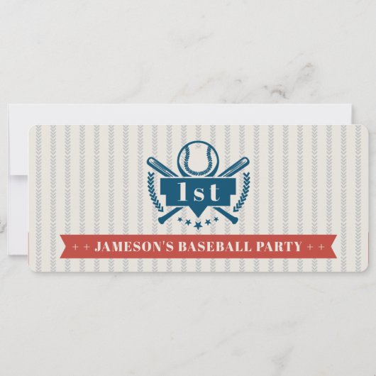 Rode  Baseball Ticket Birthday Kaart (Achterkant)