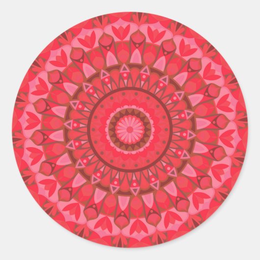 Rode Basis Mandala Ronde Sticker (Voorkant)