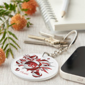 rode basketbal blowout meisjes jersey nummer sleutelhanger (Voorkant Rechts)