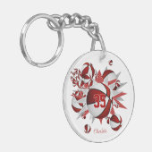 rode basketbal blowout meisjes jersey nummer sleutelhanger (Voorkant Links)