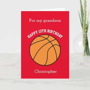 Rode Basketbal Gefeliciteerd met je 13e Verjaardag Kaart