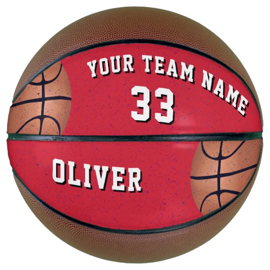 Rode Basketbal met Speler Teamnaam Nummer (Voorkant)