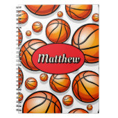 Rode basketbal patroon naam notitieboek (Voorkant)