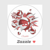 rode basketballen sterren meisjes jersey nummer sticker (Vel)