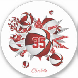 rode basketballen sterren meisjes jersey nummer sticker