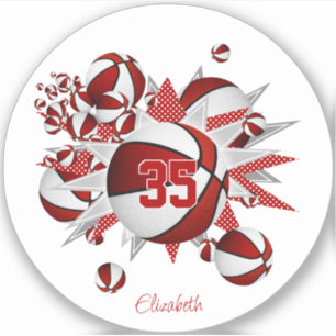 rode basketballen sterren meisjes jersey nummer sticker