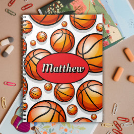 Rode basketbalpatroon naam notitieboek