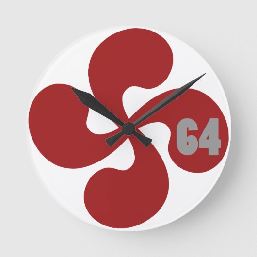 Rode Baskische Kruis 64 Lauburu Ronde Klok (Voorkant)