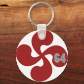 Rode Baskische Kruis 64 Lauburu Sleutelhanger (Voorkant)