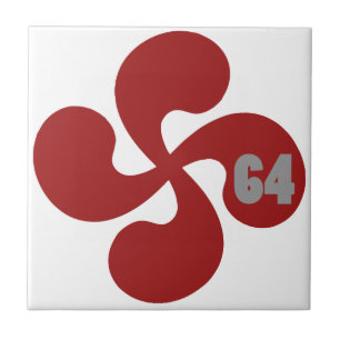 Rode Baskische Kruis 64 Lauburu Tegeltje