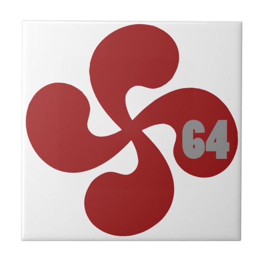 Rode Baskische Kruis 64 Lauburu Tegeltje (Voorkant)