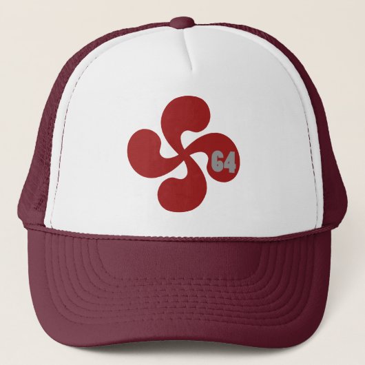 Rode Baskische Kruis 64 Lauburu Trucker Pet (Voorkant)