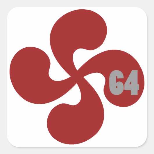 Rode Baskische Kruis 64 Lauburu Vierkante Sticker (Voorkant)