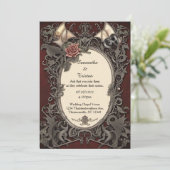 Rode Batvleugelrozen Goth-huwelijk Kaart (Staand voorkant)