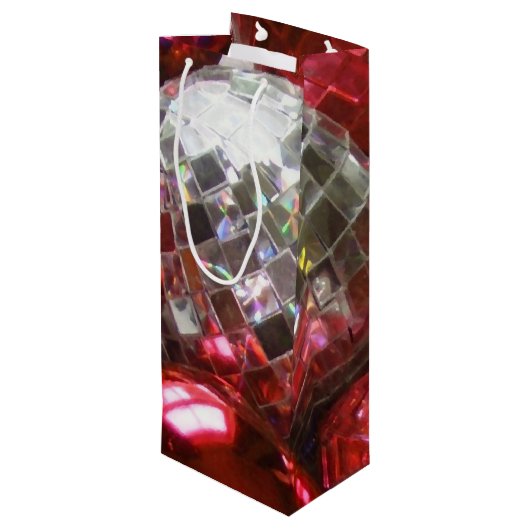 Rode Baubles cadeawijn Wijn Cadeautas (Achterkant Gekanteld)